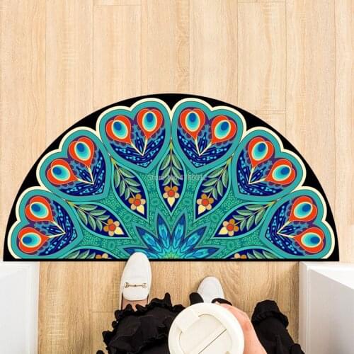 Semi-circular Entrance Door Floor Mat Door Stepping Mat Gold Diamond Velvet Bedroom Kitchen Bathroom Non-slip Carpet
