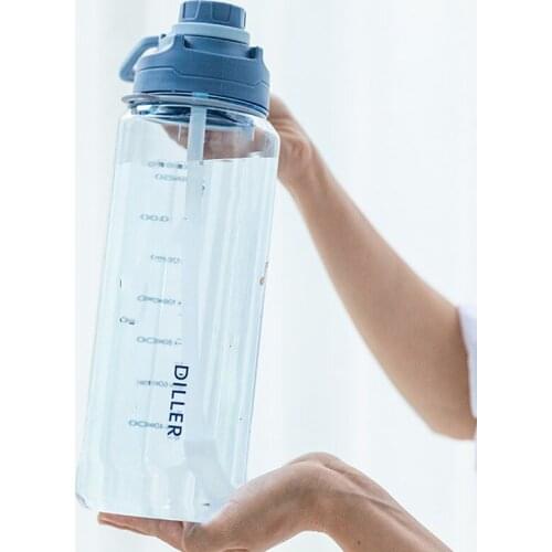 Simple Solid Color Large Capacity Portable Lifting Rope with Sports Kettle Adult Fitness Car Leakproof Plastic Straw Cup