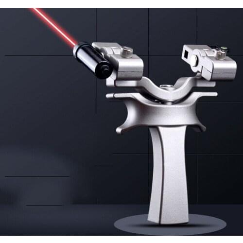 High precision shooting slingshot 360 degree rotating catapult resin laser level flat rubber band slingshot outdoor hunting