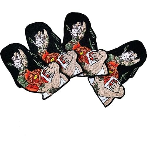 Sexy Girl Embroidery Patches for Clothing Iron on Japnese Elements Applique Stripes Accessories Patch for Jacket Woman Halloween