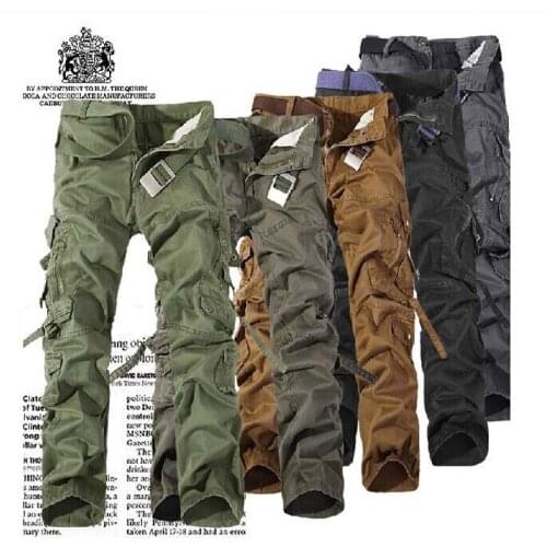 2021 Cotton Loose Multi-Pocket Washed Cargo Pants Outdoor Leisure Military Trousers