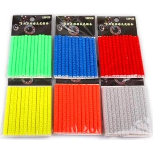 New 12 Pcs Bicycle Mountain Bike Riding Wheel Rim Spoke Mount Clip Tube Warning Light Strip Reflector Reflective Outdoor 75mm