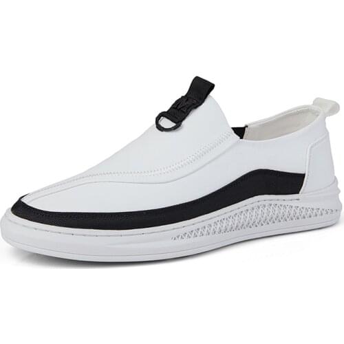 Four Seasons Hot Style White Shoes Two-layer Cowhide Casual Leather Shoes Mens Driving Shoes 38-44 Men Loafers Footwear Flats