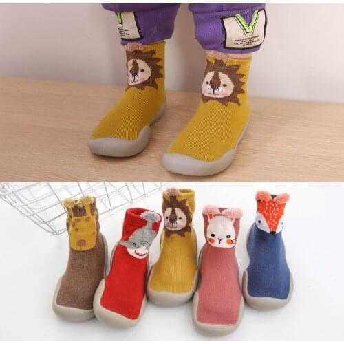 Infant Cartoon Animal Knitting Booties Newborn Soft-sloed Socks Floor Anti-slip Shoes Baby Boys Girls Non-slip Walker Slippers