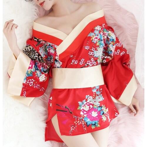 Japan Sexy cosplay Costumes Women Japanese Kimono Floral Kimono Robe Sexy Nightgown Sleepwear Yukata Elegant Casual Spa Dress