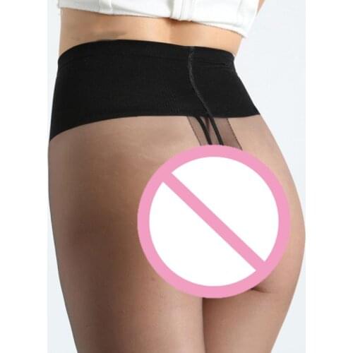 C6UD Womens Sexy 1D Ultra Sheer Pantyhose High Waist Control-Top T Crotch Tights Transparent Toe Seamless Slim Leggings