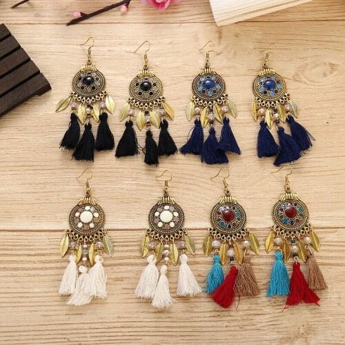 Bohemian Long Tassel Earrings for Women Ethnic Wedding Party Vintage Earrings Hanging Handmade Indian Earrings Jewelry 2020 New