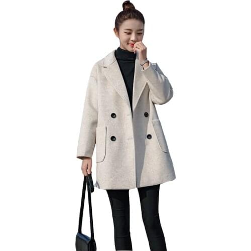 High-quality woolen coat womens mid-length autumn winter new wool coats women Korean raglan sleeves woolen overcoat Female