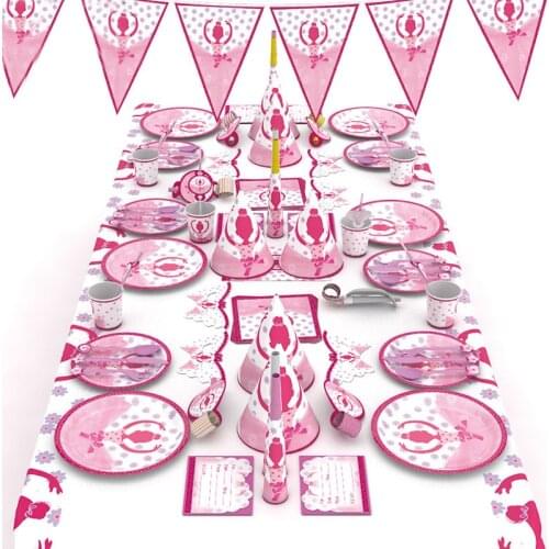 1 Set Of 90 Pieces Party Supplies Ballet Girl Theme Disposable Cutlery Paper Plates Birthday Party Decorations Kids Girl Baptism