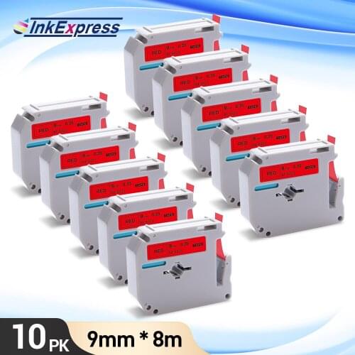 10PK M-K421 Black on Red 9mm Labeling Tape Replace Brother MK Label Tape MK421 MK-421 Office Supplies Sticker for Brother PT70
