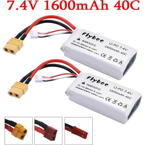 2pieces 7.4V 1600mah 40C Lipo Battery For RC Airplane Drone Trucks battery Spare Parts 2S battery for RC Off-road racing car
