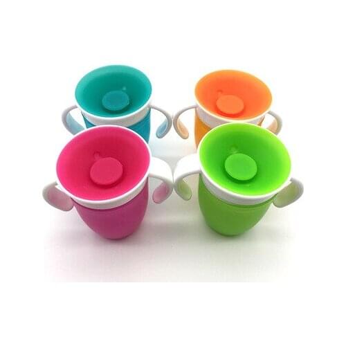 360 Degrees Can Be Rotated Baby Learning Drinking Cup With Double Handle Flip lid Leakproof Infants Water Cups Bottle