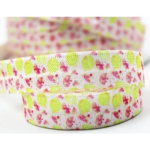 5/8" Cartoon lemon heat-transfer elastic foe printed ribbon 16mm diy girls handmade bow ribbons for degift wrap tape ribbons
