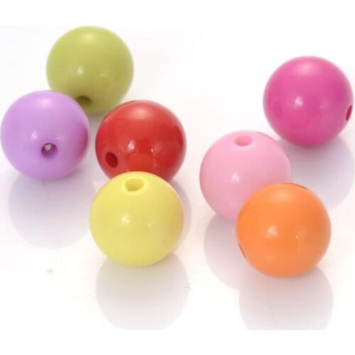 Miasol 50 Pcs/Lot 14MM Solid Color Acrylic Round Random Mixed Color Spacers Beads For Diy Handmade Jewelry Making