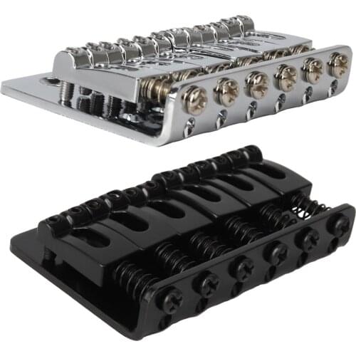 6 String 65MM Metal Fixed Hardtail Saddle Bridge Top Load Guitar Tailpiece for Electric Guitar Accessory Chrome and Black