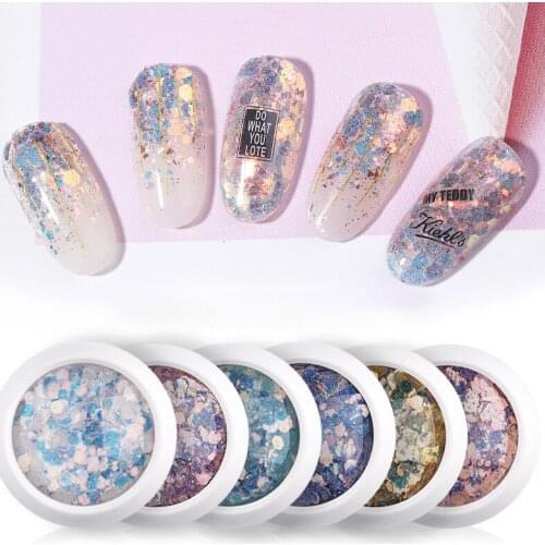 8Pcs/Set 3D Glitter Nail Flakes Hexagon Colorful Sequins Sparkling Powder Dust DIY Charm Glitter Flakes Nails Art Decoration