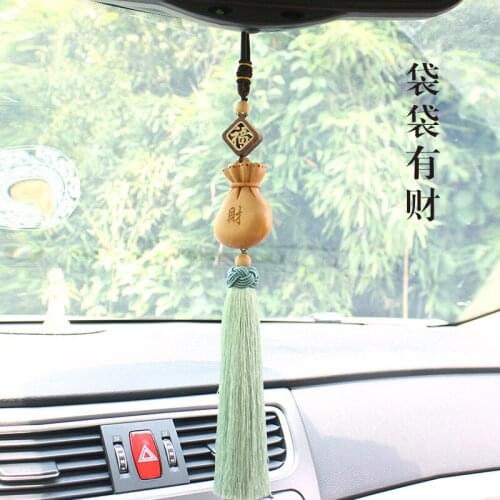 Car pendant car interior decoration high grade boxwood blessing bag safe charm mens and womens personality creative rear view