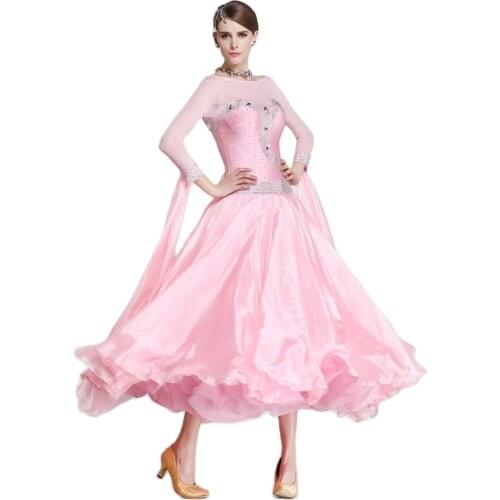 B-1547 Pink Ballroom Dance Dress Standard Skirt Competition Dress Costumes Performing Dress Customize New Arrival For Adult