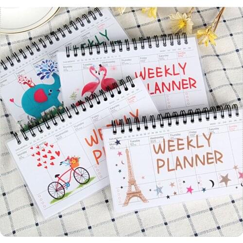 100pages Memo Pad Weekly Planner Coil Notebook Schedule Agenda Flamingo Cartoon Kids Gift Mini Book Stationery School Supplies