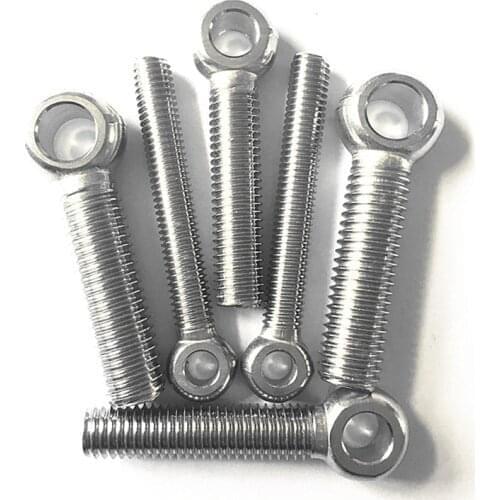 304 Stainless Steel M6X25 M6*25 M6 Eye Bolts Length 25 mm Long Silver color hole BoltsM6 M8*30-35-40-60-70-80 all Sizes in stock