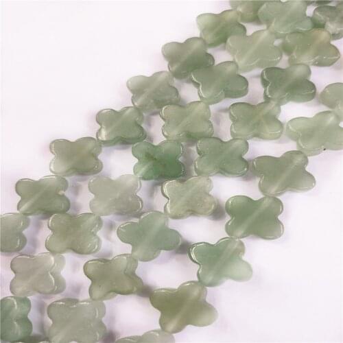 1 Strand 28Pcs 14x7mm Natural Green Aventurine Clovers Loose Beads For DIY Jewelry Necklace Making Accessories 15.5Inch