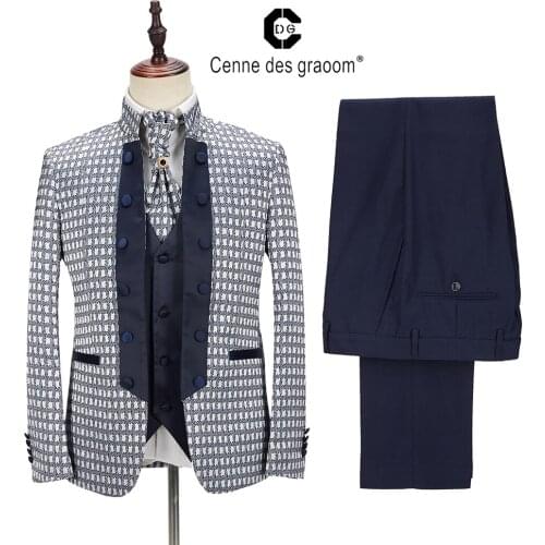 2020 Cenne Des Graoom New Men Suit Tailor-Made Suits Costume 4 Pieces Blazer Pants Ties Wedding Party Groom Tuxedo DG-A4 Silver