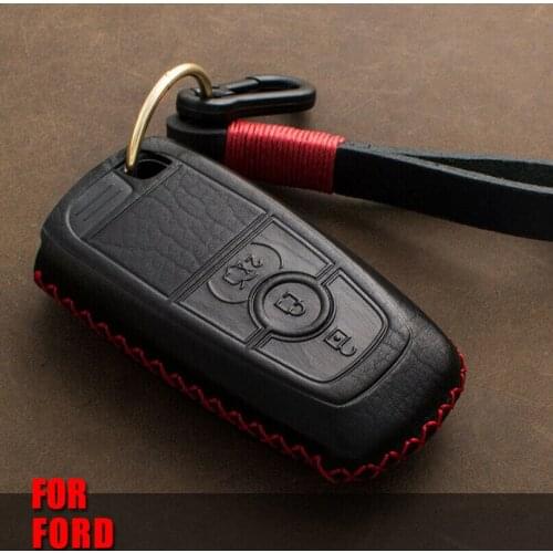 Genuine Leather Handmade Car Key Cover key Case For Ford Mondeo Fusion F150 Mustang Explorer Edge Ecosport F-150 F-250