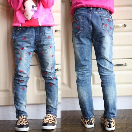 Childrens clothing 2020 spring female child pants Lips children trousers girls slim jeans