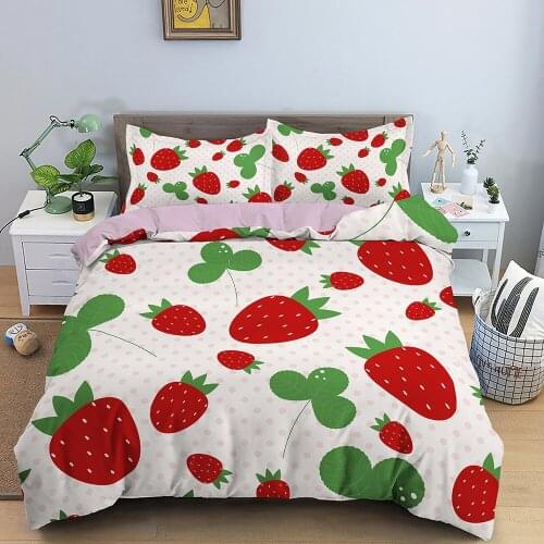 Strawberry Orange 3d Bedding Set Duvet Cover Set Pillowcase Single Double Full Queen King Size Bedroom Decor Home for Kids