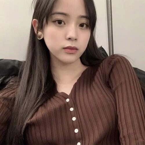 KPOP IU Seo Yea Ji Vintage Autumn warm Knitted V-neck Sweater Women Korean Harajuku Solid Color Plus Size long sleeved Knitwear