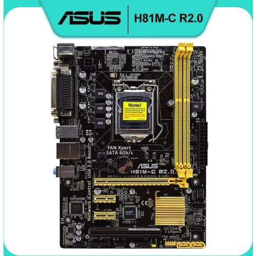 For ASUS H81M-C R2.0 Original Motherboard LGA1150 Intel H81 DDR3 DVI USB3.0 Micro ATX Intel Desktop Motherboard set