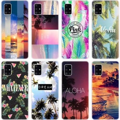 Aloha Palm Trees Soft Case for Samsung Galaxy A12 A02 A03S A21S A22 A32 A52 A72 A82 Quantum 2 S21 Plus FE Ultra M02S M12 Cover