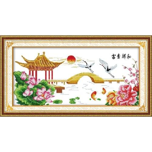 Peace & wealth cross stitch kit 14ct 11ct print canvas stitching embroidery DIY handmade needlework