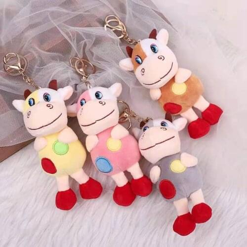 New Cute Exquisite Boutique Cartoon Lovers Zodiac Cattle soft Plush keychain Pendant Soothing doll christmase interesting gift