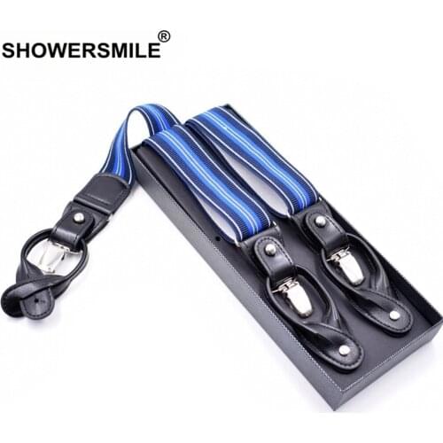 125cm Blue Stripe Suspenders Dress Men Buttons 3 Clips Braces Man Women Plus Size Y Back Male Suspender Belt 125cm*3.5cm