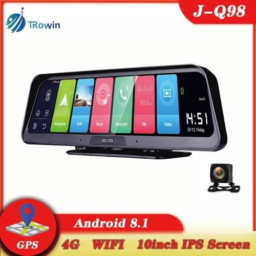 Dashboard 4G WIFI GPS Blutooth Car DVR Android HD1080P 10inch Dashcam ADAS Full Screen Video Record Navigation Rear View Camera