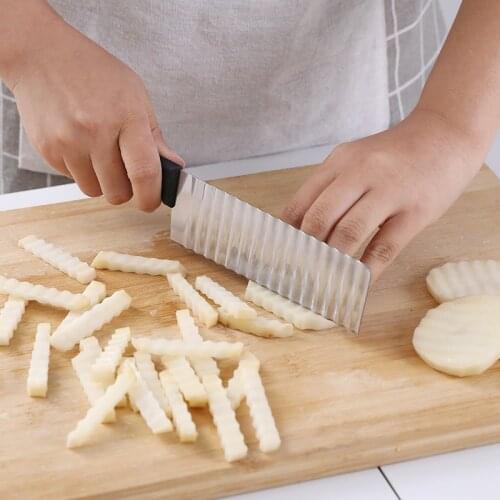Stainless Steel Potato Cutter Chopper Household French Fry Maker Potato Chip Tool Dough Vegetable Fruit Crinkle Wavy Shape Knife