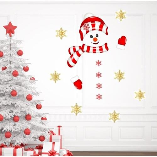 Christmas Door Sticker Holiday Decoration Wall Sticker Show Window Wall Sticker Garage Fridge Sticker Snowman Dinosaur Deer Head