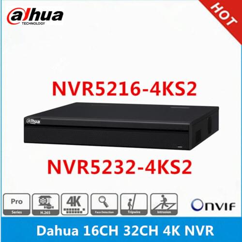 Dahua English version NVR5208-4KS2 8ch & NVR5216-4KS2 16ch & NVR5232-4KS2 32ch Network Video Recorder without PoE ports 4K NVR