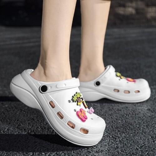 Summer Women Slippers 6cm Platform Wedges Clogs Garden Shoe Outdoor Beach Sandals Quick Dry Indoor Home Slippers Bathroom Slides
