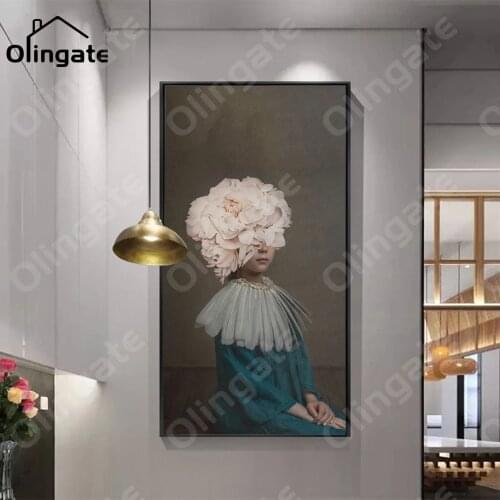 Nordic Figure Poster Butterfly Flower Wall Art One Piece Canvas Pictures Home Decor for Living Drawing Room Big Size No Frame