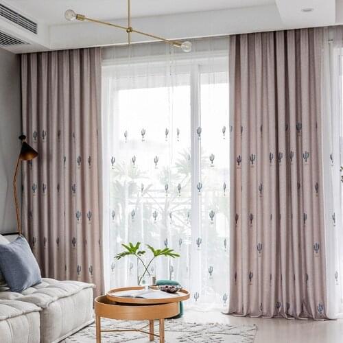 Modern Cactus Curtains for Childrens Bedroom Living Room Kids Window Treatments Kitchen Drapes Finished Customization