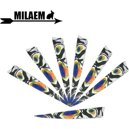 50pcs 4inch Archery Turkey Feathers Shield-shape Peacock Pattern Arrow Fletching Bow And Arrow Hunting Shooting Accessories