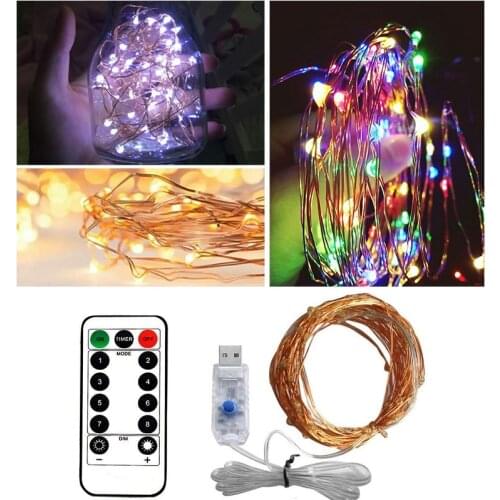 Led String Light 5/10M/20M 50/100/200LED USB 8Mode Remote Control Fairy Garlands Wedding Christmas Holiday Decor Lamps