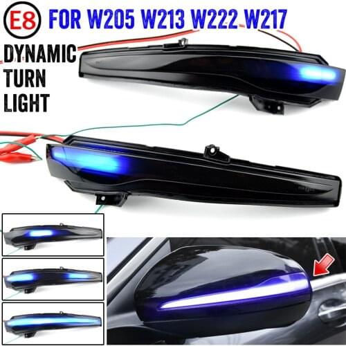 LED Dynamic Blinker Turn Signal Light For Benz C E S GLC Class W205 X253 W213 W222 Rearview Mirror Indicator Blue Yellow Lamp