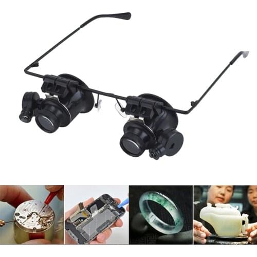 20X Lens Observation Magnifying Headband Eyewear LED Magnifier Glasses Loupes Wearing Glasses Portable Lens Headband