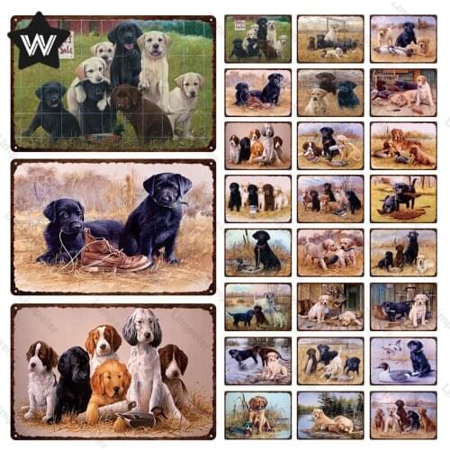 Vintage Metal Tin Sign Dog Tin Plaque Retro Tin Sign Iron Decor Dog Animal Dog Cat Vintage Metal Posters for Man Cave Decoration
