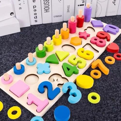 1 Set Digital Puzzle Matching Board for Kids Early Educational Toys Creative Wooden Toys Sets Brain Development Toys Sets