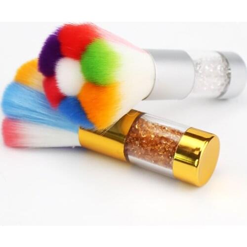 1 Pc Rainbow Cleaners Nail Art Brushes For Dust Collector Nails Professional Equipment For Manicure Vacuum Cleaning Brush Tools