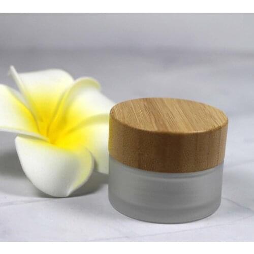 15g Glass Jars For Cosmetics Frosted Empty Jar Pots Cosmetic Makeup Face Cream Containers With Bamboo Cap